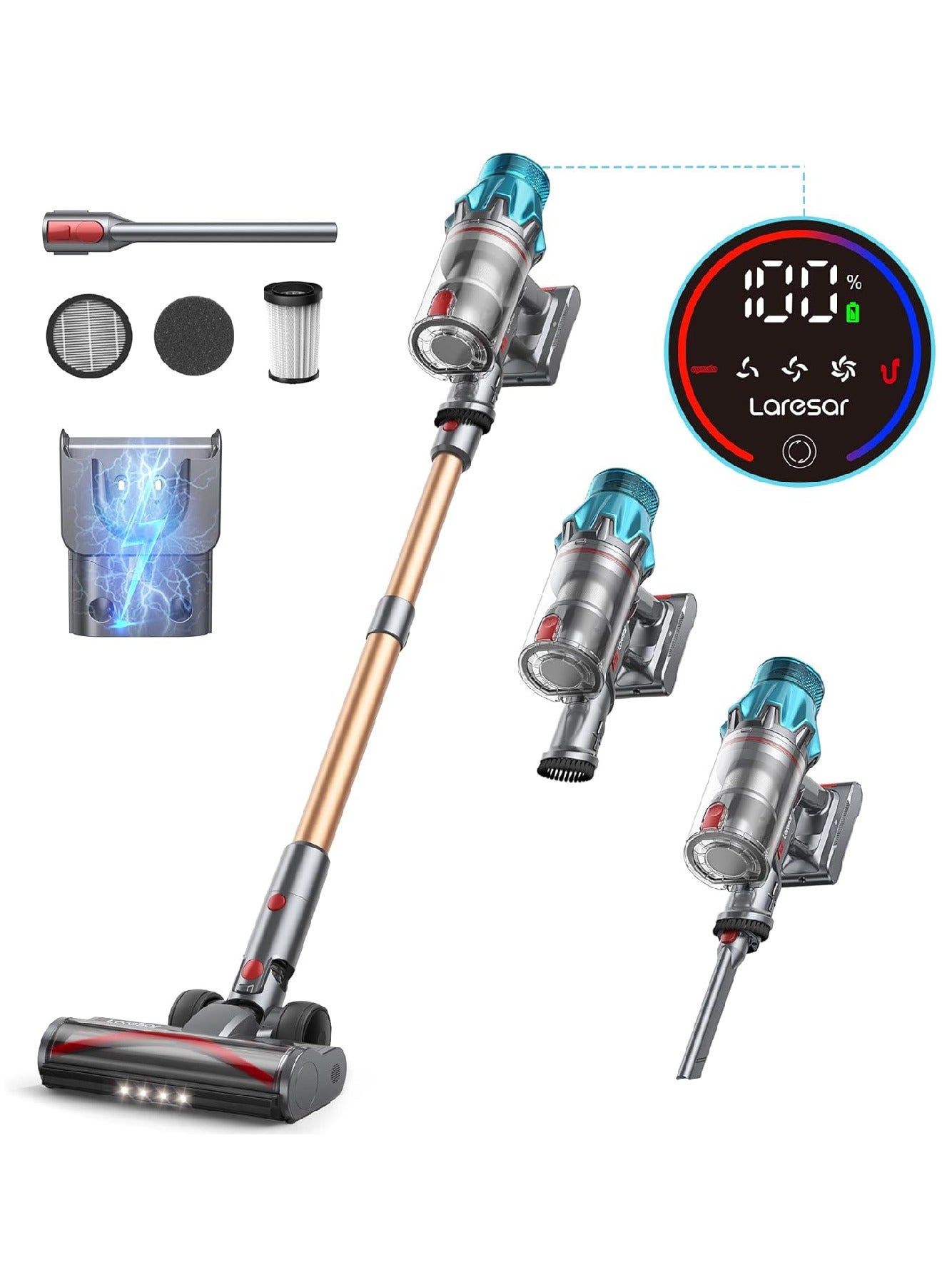 Compare Cordless Vacuum Cleaner 550W45Kpa Stick Vacuum Cleaner with Touch Screen, Up to 60 Mins Runtime, Lightweight Handheld Vacuums for Hardwood Floor Carpet Car Pet Hair Ultra 7 at KSA Price