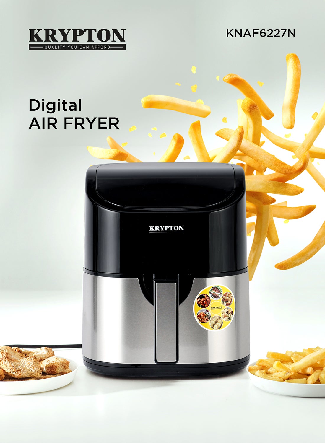 Compare Digital Air Fryer With Sensor Touch Control Panel, Oil & Fat Free, LED Display, Hot Circulation Technology 4.5 L 1600 W KNAF6227N SilverBlack at KSA Price