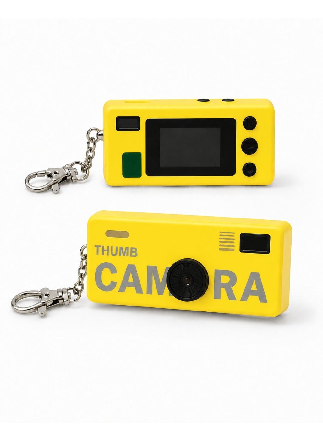 Yellow Mini Thumb Camera with Screen, Keychain Clip,…