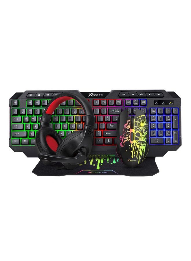 Compare Gaming Bundle 4i n 1 Multimedia Wired Keyboard With 7 Color Backlit wired mouse With Wired Headset With  Suitable Durable Mousepad at KSA Price
