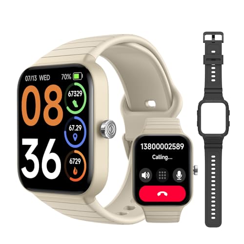 Compare SKG Smart Watch for Women Men AnswerMake Call, Alexa Builtin, Extra Black Band, IP68 Smartwatch for Android iPhone, 100+ Sport 1.8 Fitness Tracker with Heart Rate SpO2 Monitor, V7 Cyber Beige at KSA Price