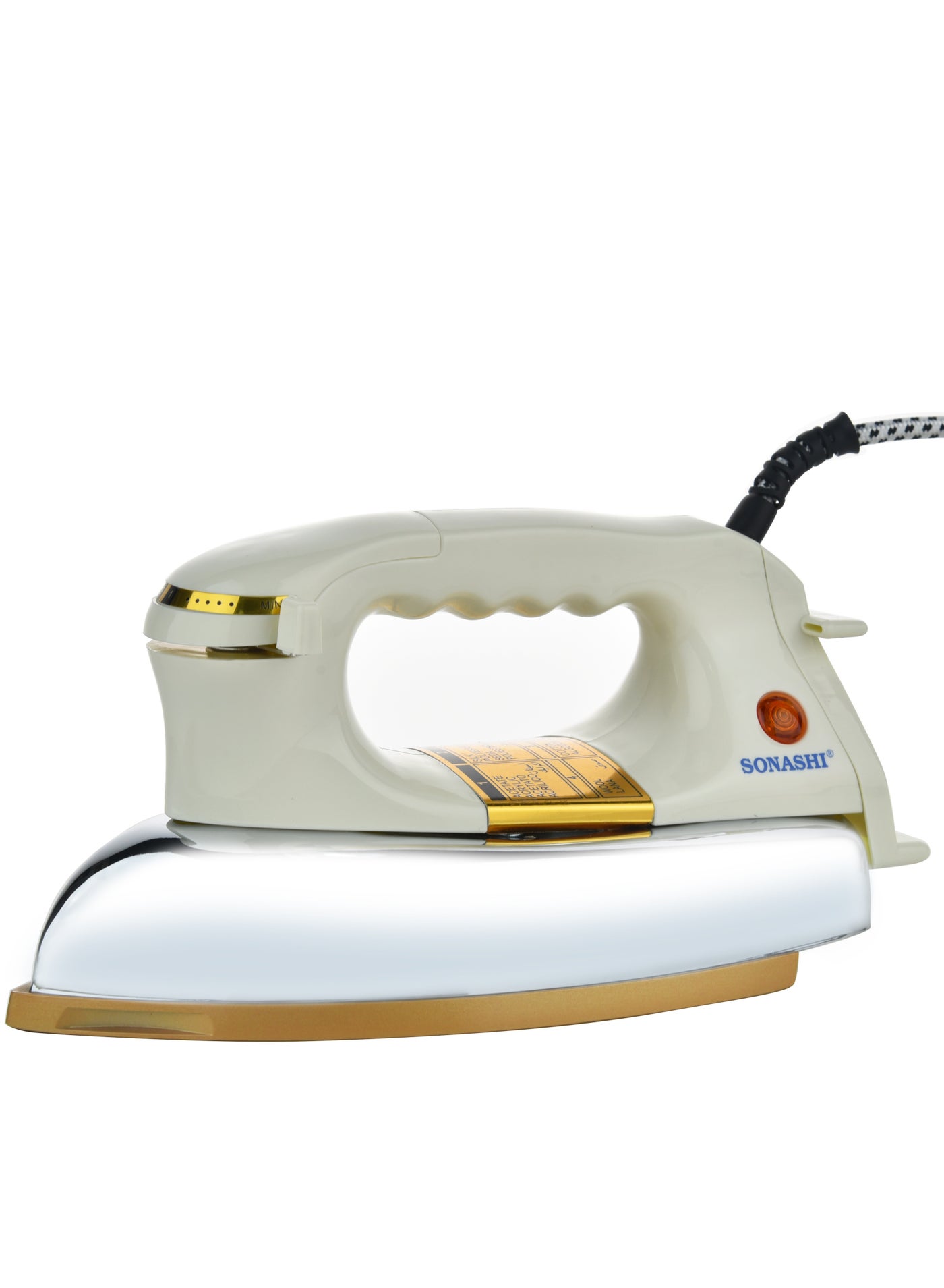 Compare Heavy Iron  Gold Ceramic Coated Soleplate | Overheat Safety Protection With Easy Temperature Settings | Heavy Iron Box Suitable For All Fabrics 1200 W SHI6020 Off WhiteGold at KSA Price