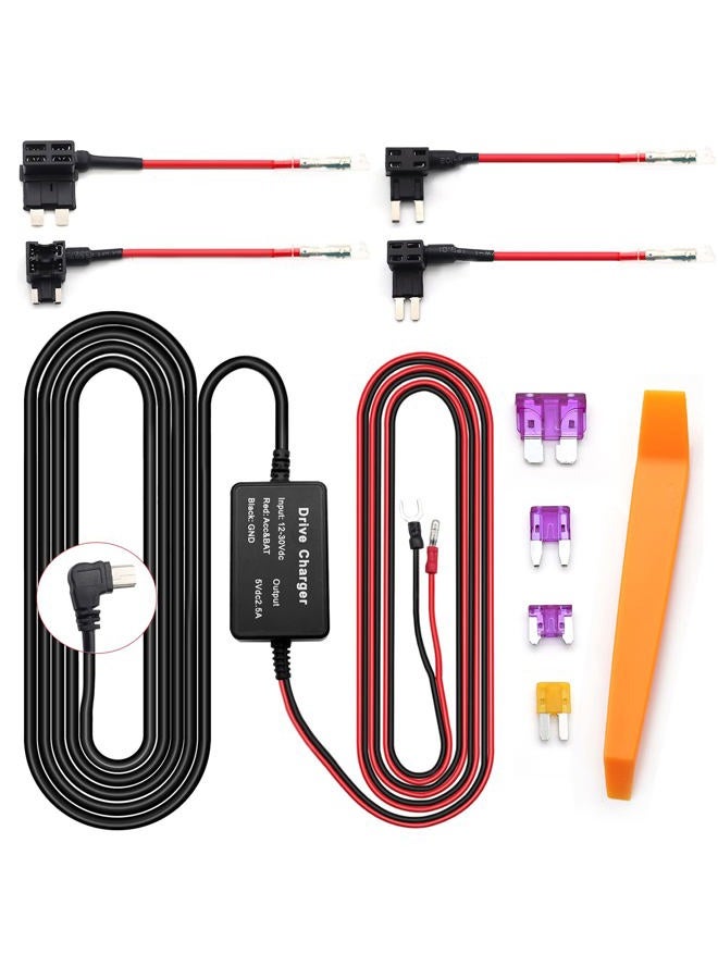 Compare Dash Cam Hardwire Kit,12ft Mini USB Hardwiring Kit Fuse for Dashcam,Car Charger 12V24V to 5V Camera Charger Power Cord,with 4 Fuse Tap Cable and Installation Tool at KSA Price