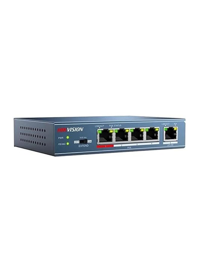 Compare DS3E0105PEMB Switch, 4 X 100m Poe Ports & 1 X 100m Ethernet Port, Supports Poe Power Supply and Extend Mode, Wirespeed Forwarding & Nonblocking Design BLUE at KSA Price