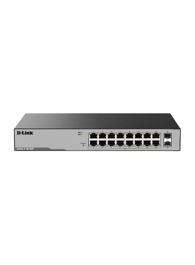 Compare 16 Port Gigabit Unmanaged POE Switch with 2 SFP ports 250 watts, 16*101001000Mbps ports, 2*Gigabit SFP uplink ports | DGSF1016P Black at KSA Price