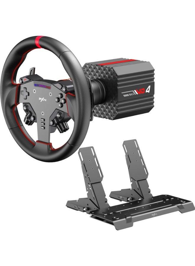 Compare VD4 Bundle Direct Drive Sim Racing Wheel – 4Nm Force Feedback Servo Motor Base, 11Inch WAS Racing Steering Wheel & HM Pedals, PC Windows 7–11 Driving Simulator Setup at KSA Price