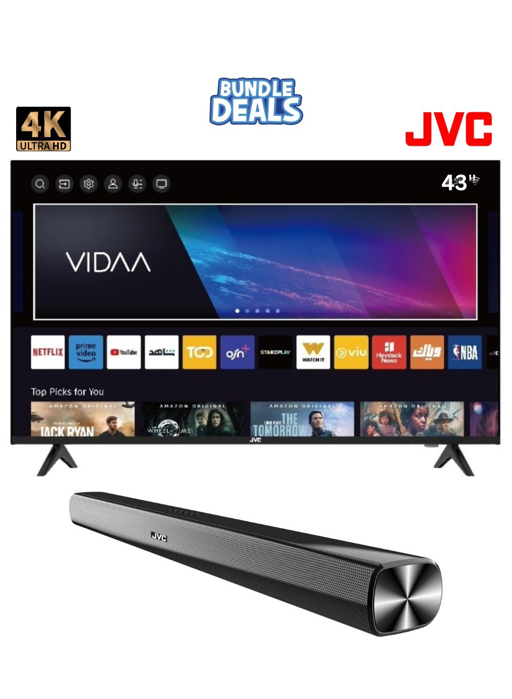 43-inch Edgeless 4K UHD Vidaa Smart TV+JVC 2.0CH…