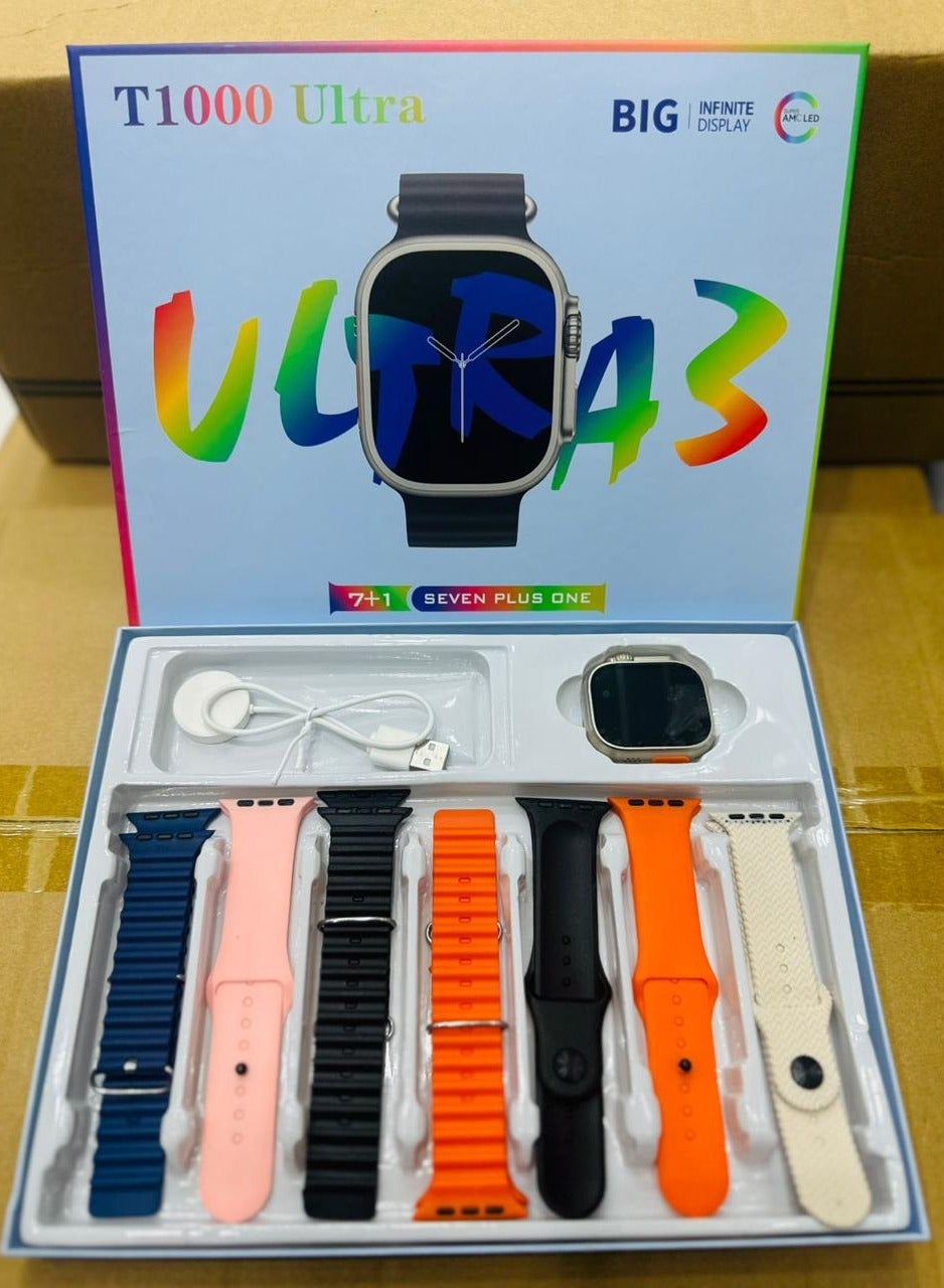 T1000 Ultra Smartwatch 7-in-1 Strap Combo – AMOLED…