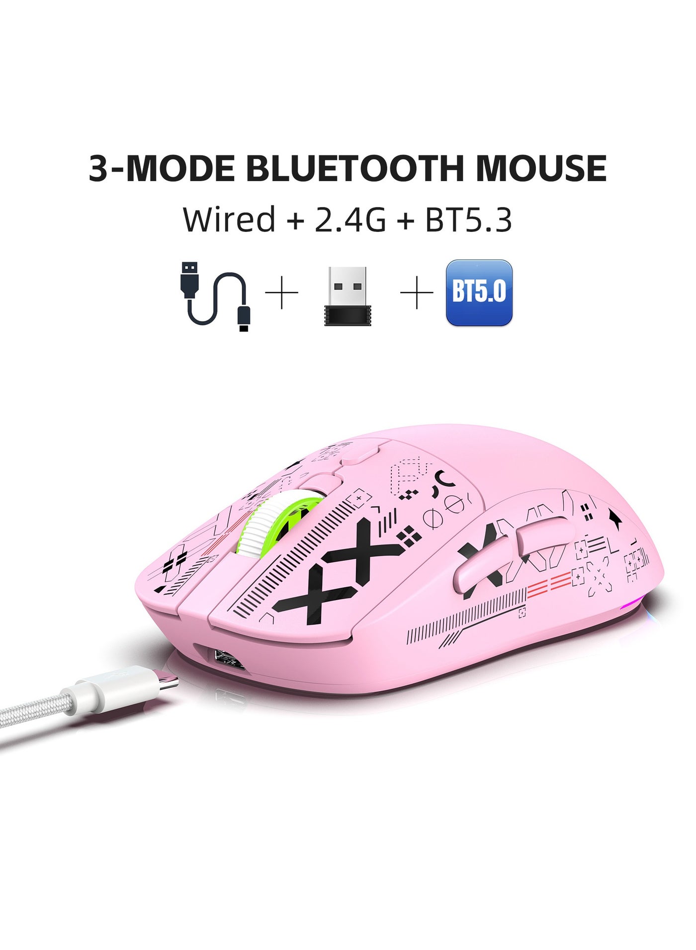 HXSJ T90 Wireless Gaming Mouse – Tri-Mode (Wired,…