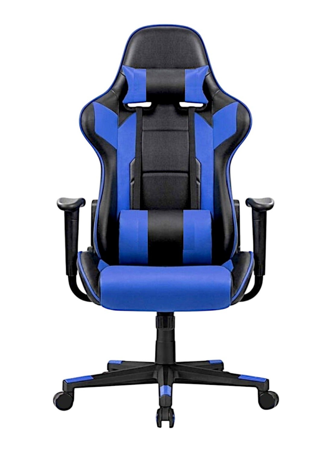 Compare SBF Ergonomic High Back PU Leather Office Chair | Reclining Backrest up to 180° | Gaming Chair with Adjustable Height, Headrest, and Lumbar Support, Blue Black at KSA Price