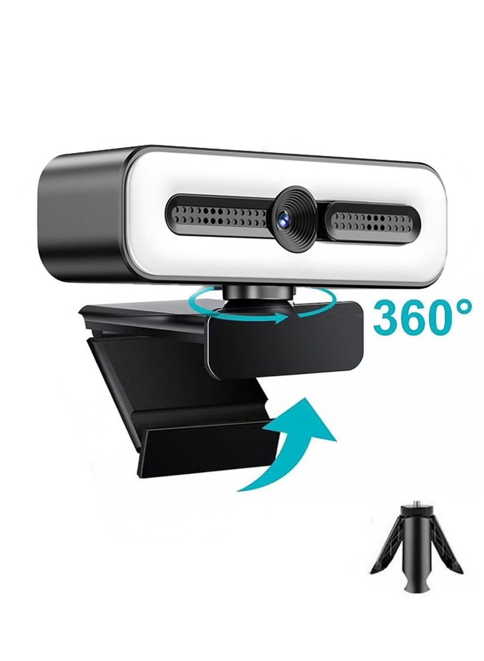 Compare 4K Webcam with Microphone for Desktop, USB PC Laptop Computer Camera with Ring Light & Webcam Cover, 3 Light Colors, 110 Wide Angles View, Plug and Play at KSA Price