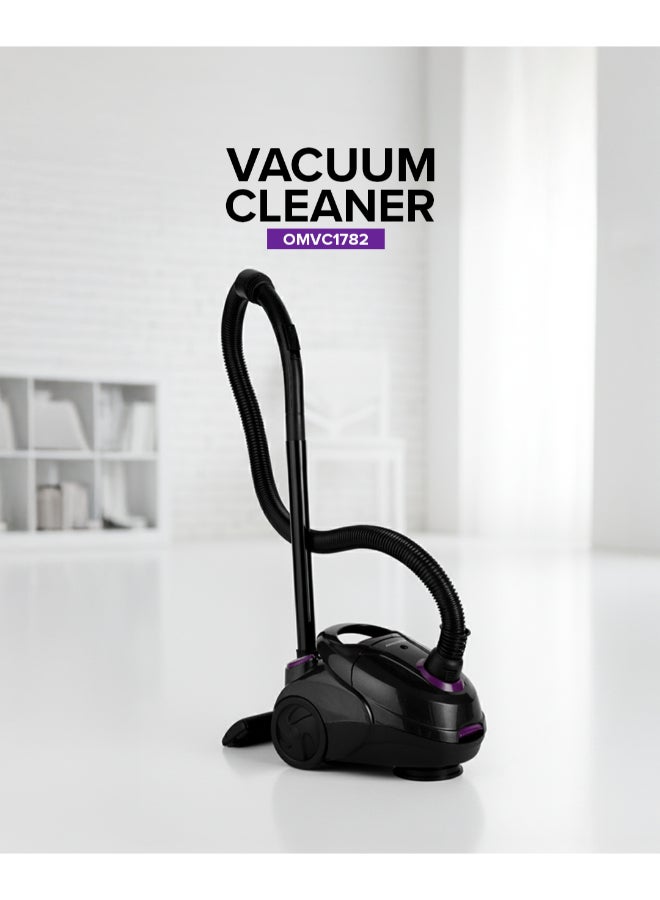 Compare Vacuum Cleaner With Dust Bag 1400W OMVC1782, Powerful Suction, Dust Full Indicator,Dust Bag capacity 1.5L, Flexible Hose With Airflow On Handle, Pedal Switch And AutoRewinding Wire 1.5 L 1400 W OMVC1782 BlackPurple at KSA Price