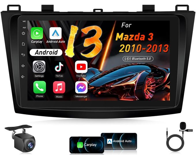 Compare Car Stereo For Mazda 3 20102013: 4+64Gb, Wireless Carplay &Android Auto Car Radio, 9 Hd Touchscreen Receiver, Gps, Bt5.4, Fm, Swc, 1080P Backup Camera Fit For Bose System at KSA Price