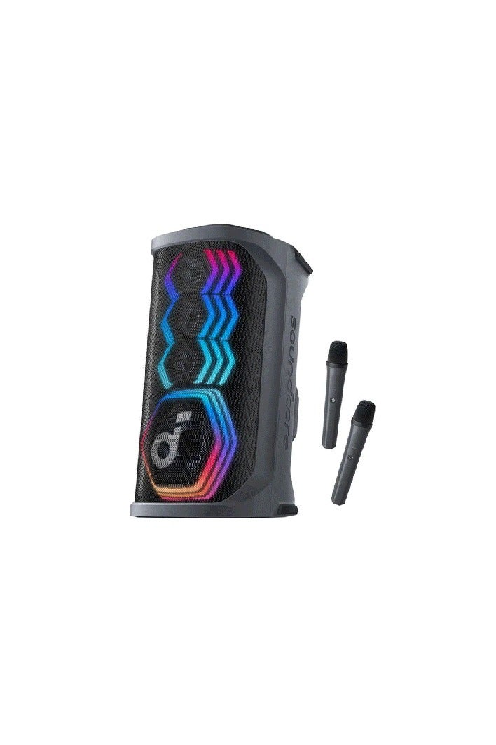 Compare Soundcore Rave 3S AI Karaoke Party Speaker, 200W Party Speaker with 2 Wireless Mics, AI Vocal Removal, RGB Light Show, 12H Battery Black at KSA Price
