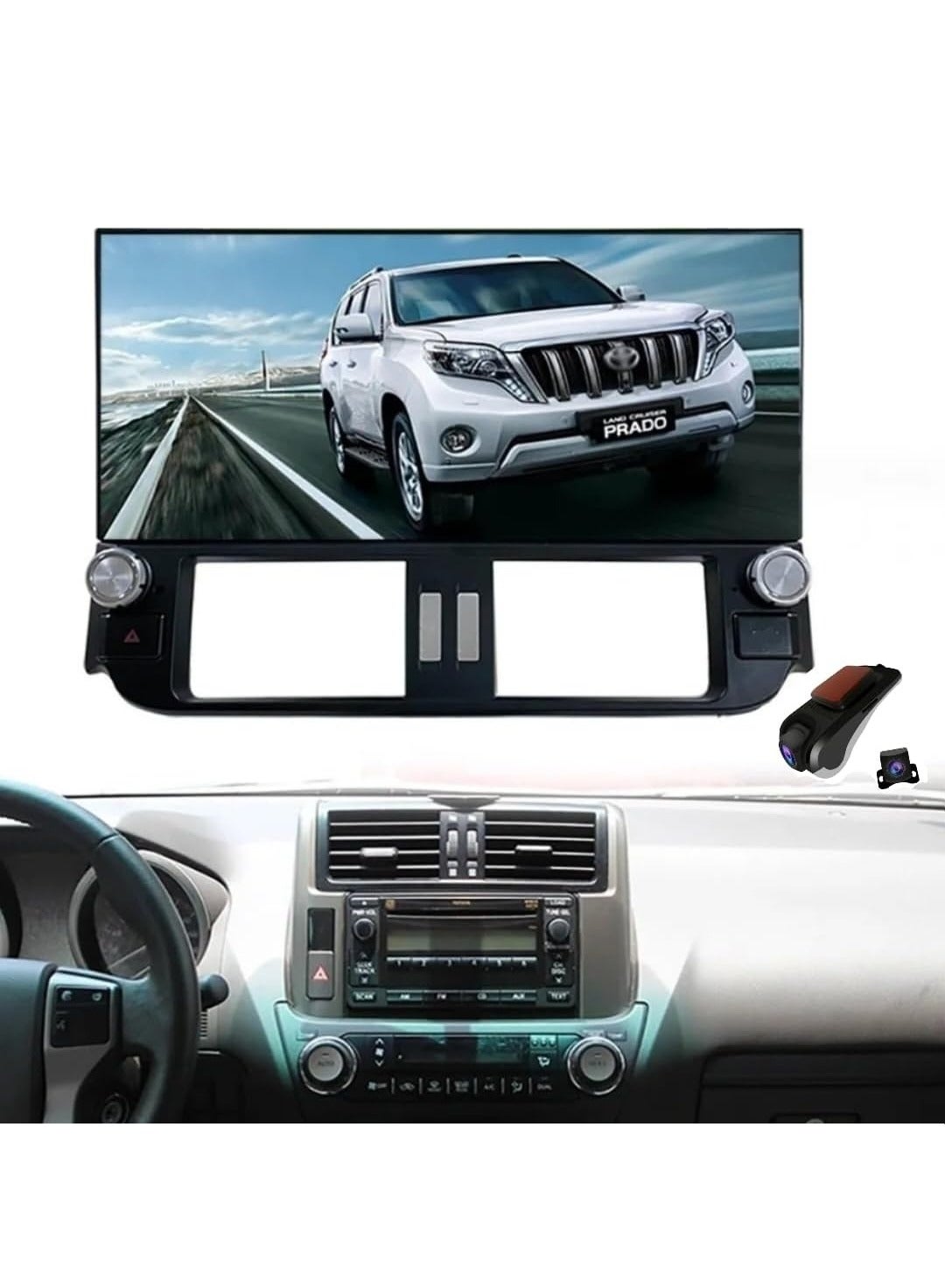 Compare Android Car Stereo For Toyota Prado Land Cruiser Prado 150 20092013 Support Apple Carplay Android Auto Wireless 12.3 Inch 4GB RAM DSP AHD DVR Included With 2 Camera Recording Function at KSA Price