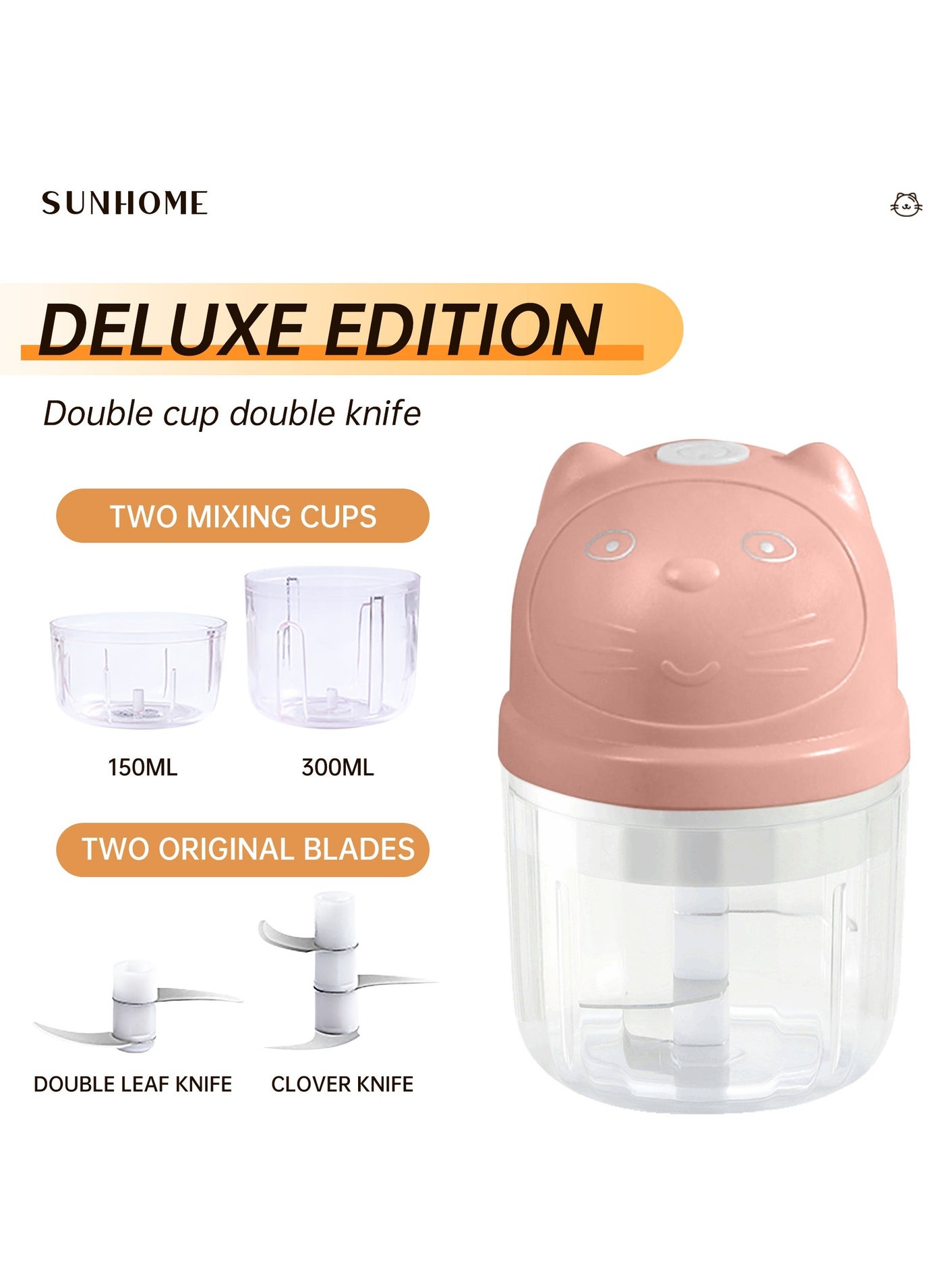 2-in-1 Electric Chopper Mixer Grinder 150ml+300ml…