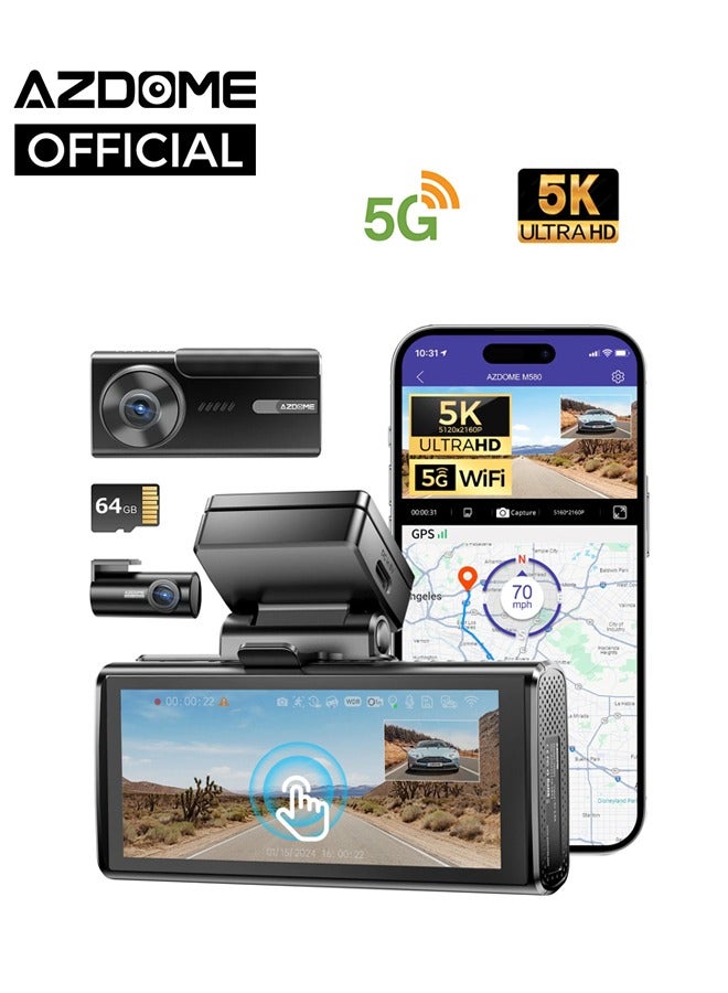 Compare M580 Dash Cam 5k Front Rear Car Camera Builtin 5GHz WiFi GPS 4 Touch Screen 24H Parking Monitor Night Vision Black Box at KSA Price