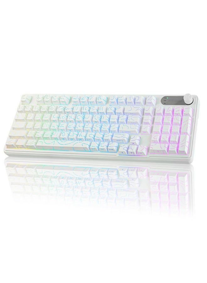 Compare IP98 Big Gaming Keyboard, 95% RGB Backlit Wired Keyboard Membrane Keyboard, Side Printed Waterproof 98 Keys Quite Keyboards with Number Pad Quick Response PBT Keycaps for WindowsMacOSAndroid PC Gamers  White at KSA Price