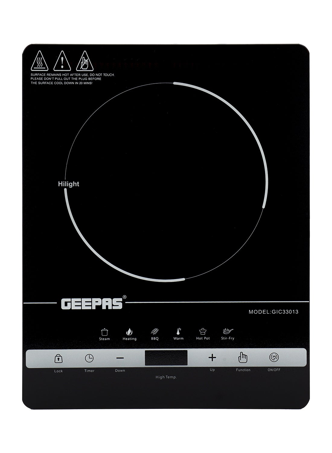 Compare Digital Infrared Cooker GIC33013 Single Cooking Hob with Ceramic Heating Element, 2200W Power, 4Digit LED Display & Touch Control 10 Adjustable Power & Temperature Levels, 3hr Timer, MultiFunction Cooking Hot Pot, Soup, Fry, B at KSA Price