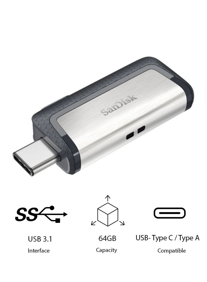 Compare 64GB Ultra Dual Drive USB TypeA and Type C, Transfer file speed up to 150MBs between smartphones, tablets, and computers, USB 3.1  SDDDC2064GG46 at KSA Price