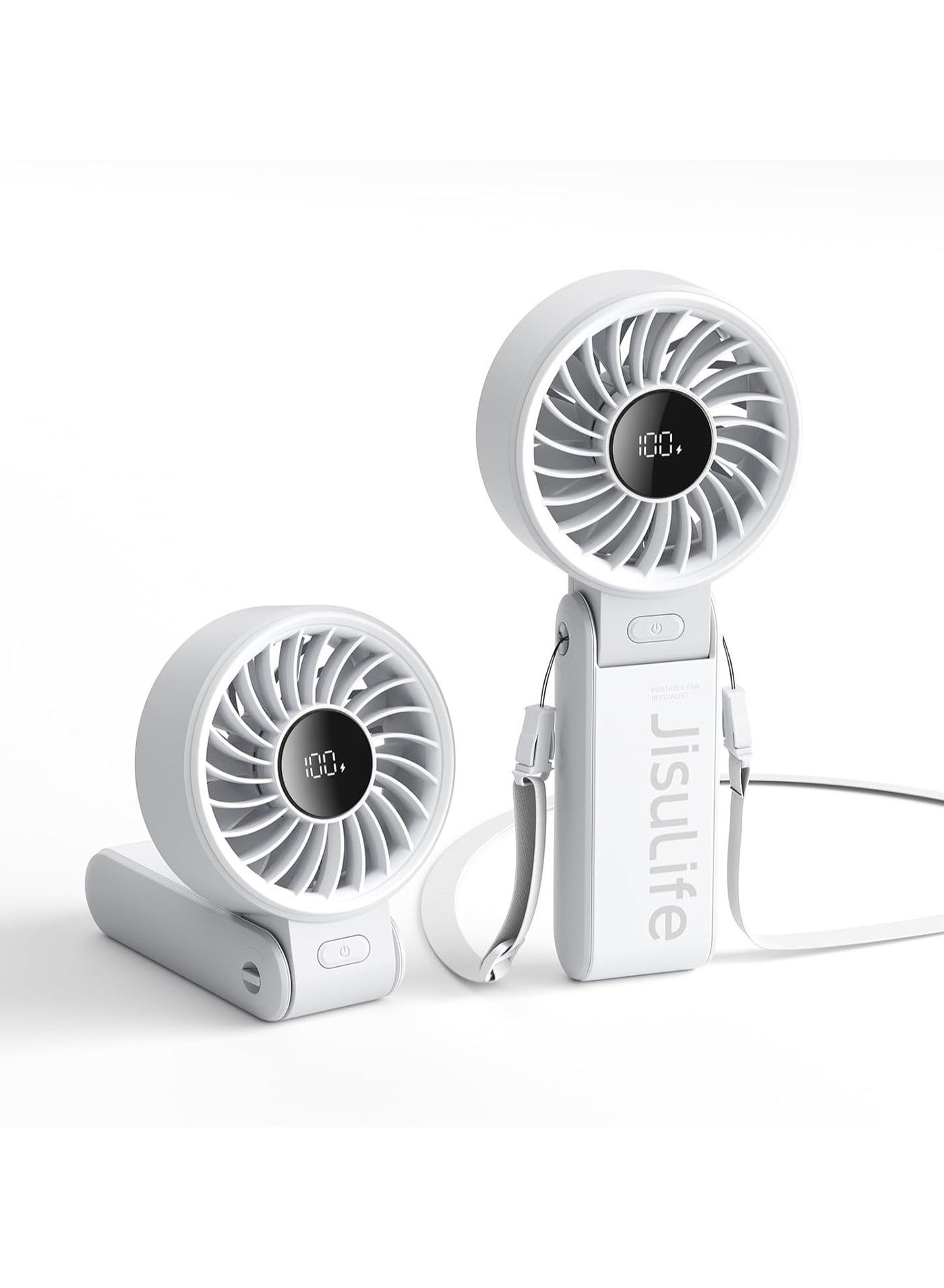 Compare JISULIFE Handheld Fan Life7,2024 Powerful Portable Fan with LED Display,19.5Hrs Max Cooling5000mAh,150°Folded,5 Speeds,Lanyard; 3IN1 HandDeskNeck Fan, Summer Essentials Fan for Travel,LashGrey at KSA Price
