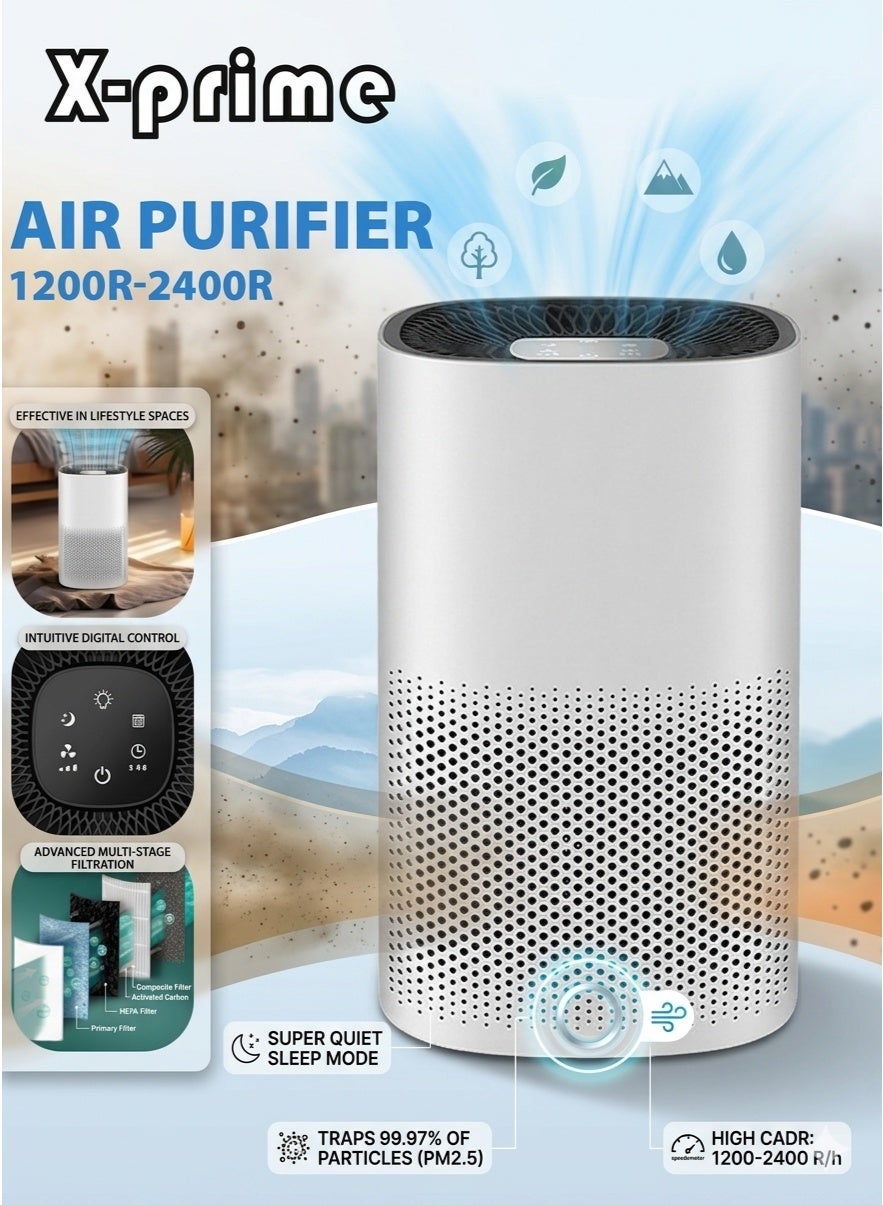 Compare Portable Air Purifier for Home & Bedroom, True HEPA Filter for Desert Dust, Allergies & Pet Hair, Mini Desktop Air Cleaner with Aromatherapy Sponge, 360° Intake, USBC Rechargeable, Ultra Quiet Sleep Mode White at KSA Price