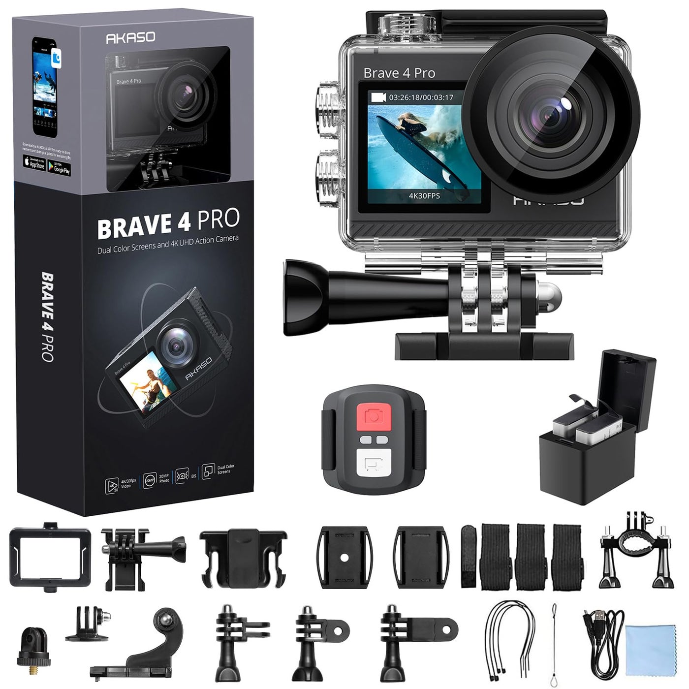 AKASO Brave 4 Pro 4K30FPS Action Camera -…