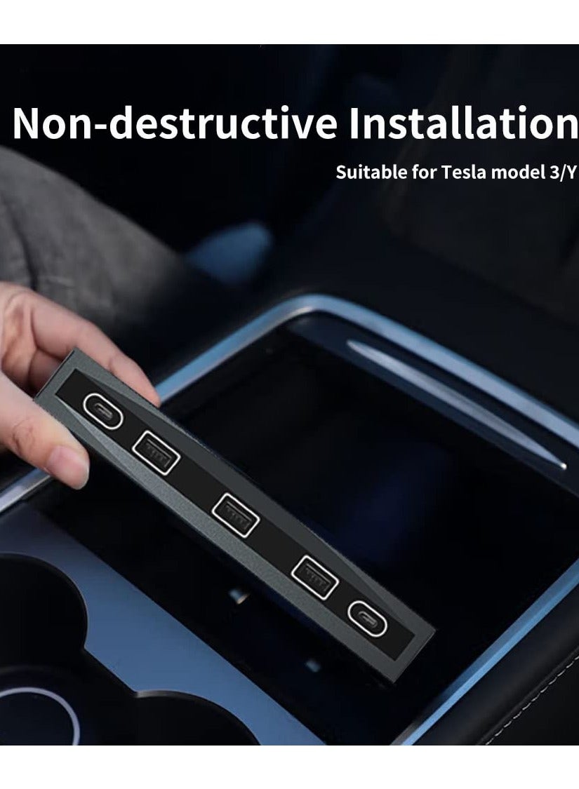 Compare Tesla Model Y 4in1 USB LED Hub Docking Station with Smart Sensor for Center Console  Compatible Accessories for Enhanced Functionality at KSA Price