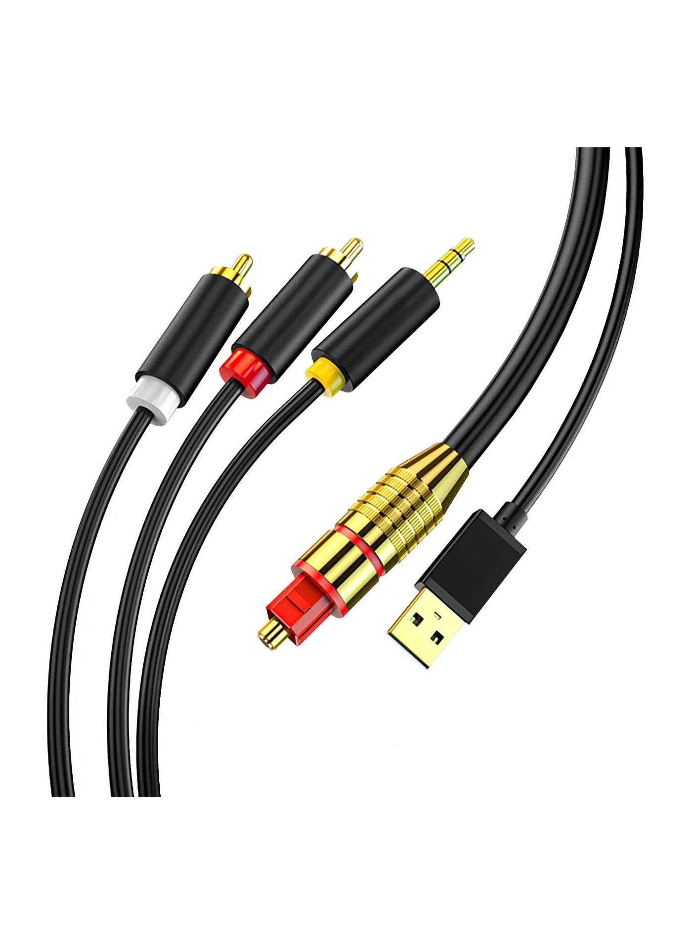 Compare Digital Fiber Optical to Analog 2RCA +3.5mm Jack Stereo Audio Cable, for PS4, for Xbox, for HDTV, for DVD, for Headphone 3 meters at KSA Price
