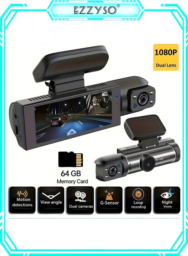 1080P Dual Camera Dash Cam for Cars, Front and…