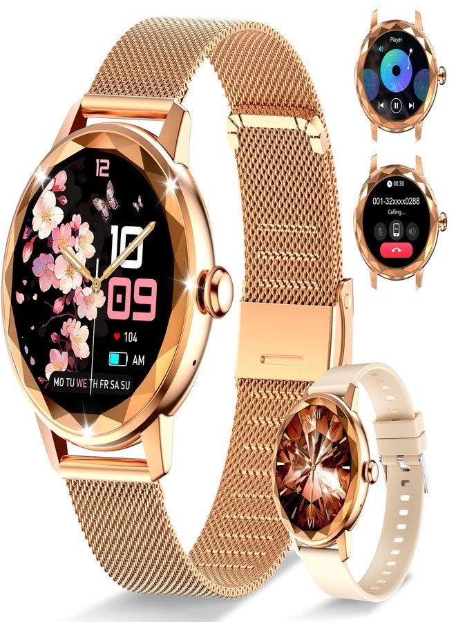 Compare Smart Watch for Women with MakeAnswer Call, 1.2 Adjustable Fitness Watch with Heart Rate Sleep Monitor Female Cycle and 100+ Sports Modes W02Rose Gold at KSA Price