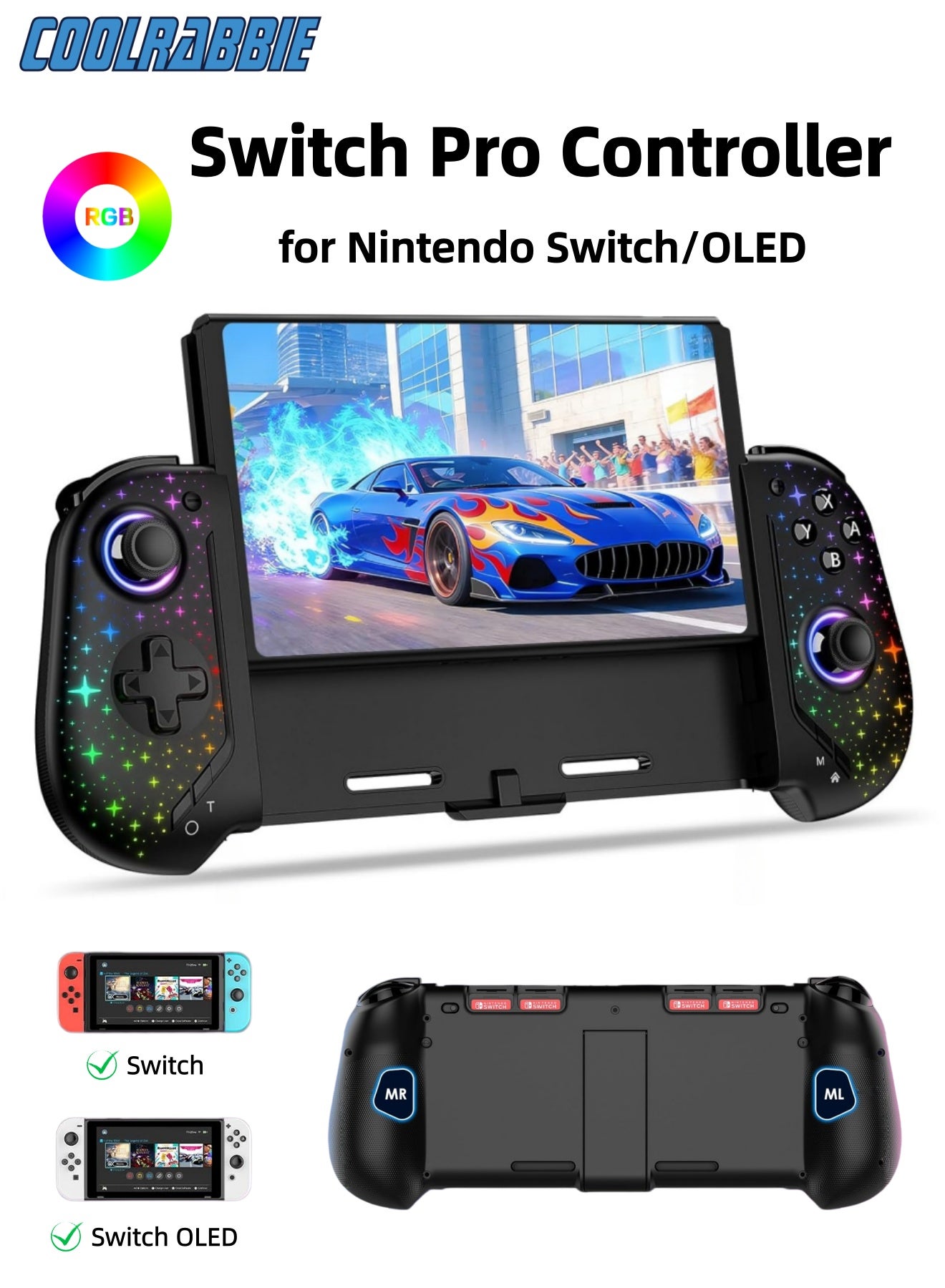 CoolRabbie RGB Switch Game Controller Compatible…