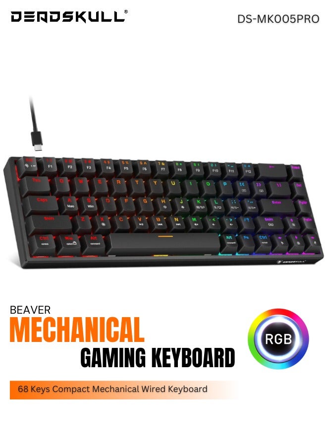 Compare MK005PRO 60% Wired RGB Gaming Keyboard, 68 Keys Compact Mechanical Keyboard at KSA Price