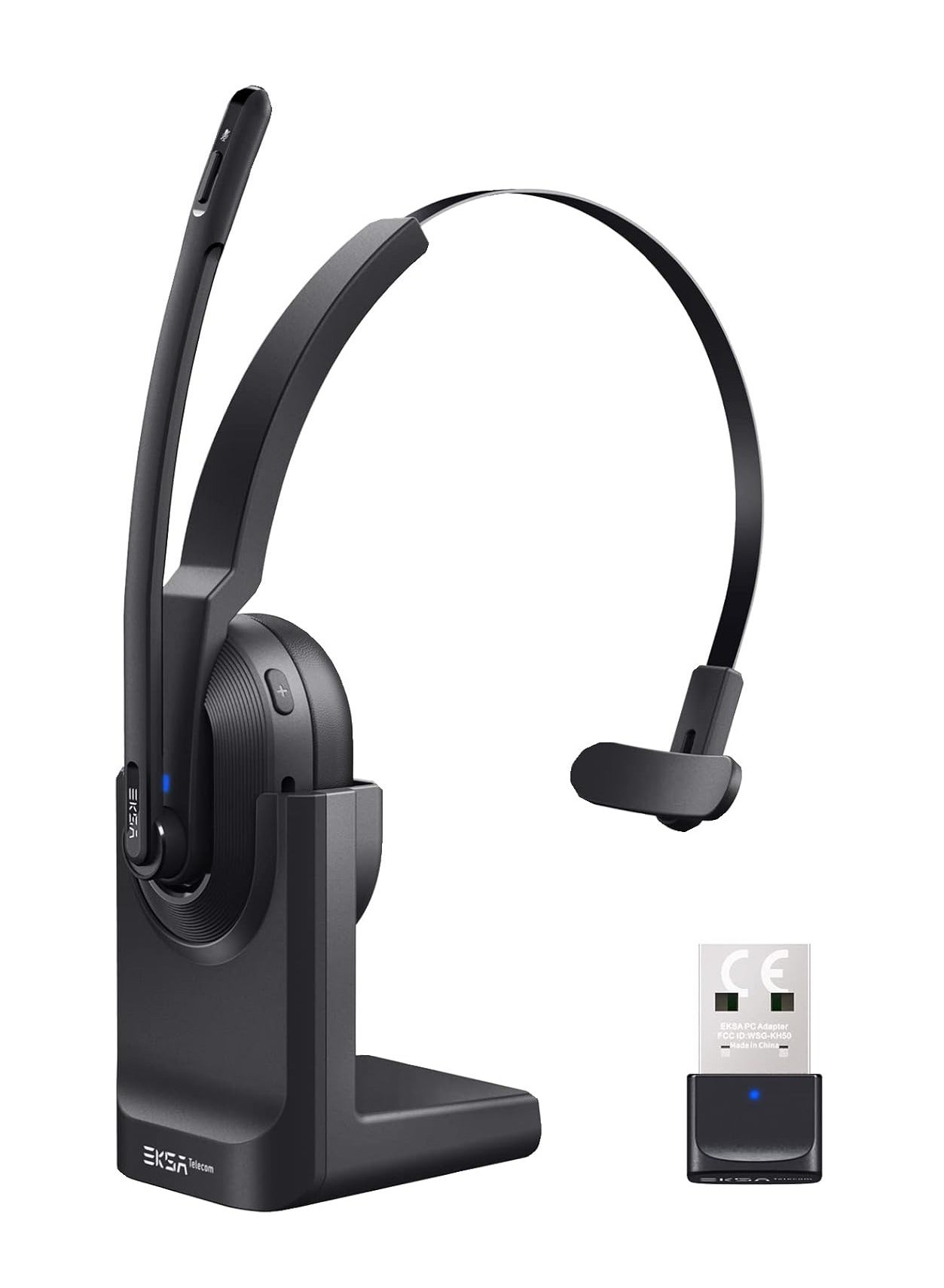 Compare EKSA Wireless Headset with AI Noise Cancelling, 45 Hours Playtime, Trucker Headset with USB Dongle & Charging Base for Work PC Home Office Trucker Call Center at KSA Price