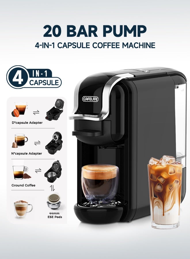 Compare 4 In 1 Capsule Coffee Machine Hot Cold Brew Coffee Maker For 4 Adapter 1450W Black at KSA Price