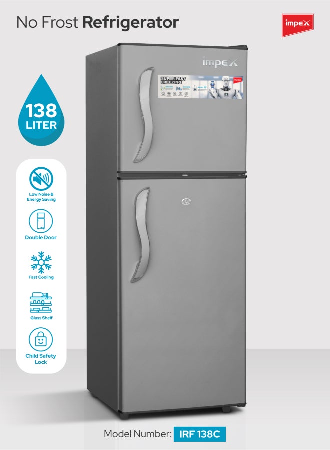 Compare 138L Gross128L Net, Double Door Refrigerator, No Frost Inverter Refrigerator, 4.5 Cu.Ft Freezer, 42Ltr Freezer + 86Ltr Refrigerator, Glass Shelves, Fast Cooling Fridge Freezer, Silent Operation Best for Home, 2 Year Product Warranty & at KSA Price