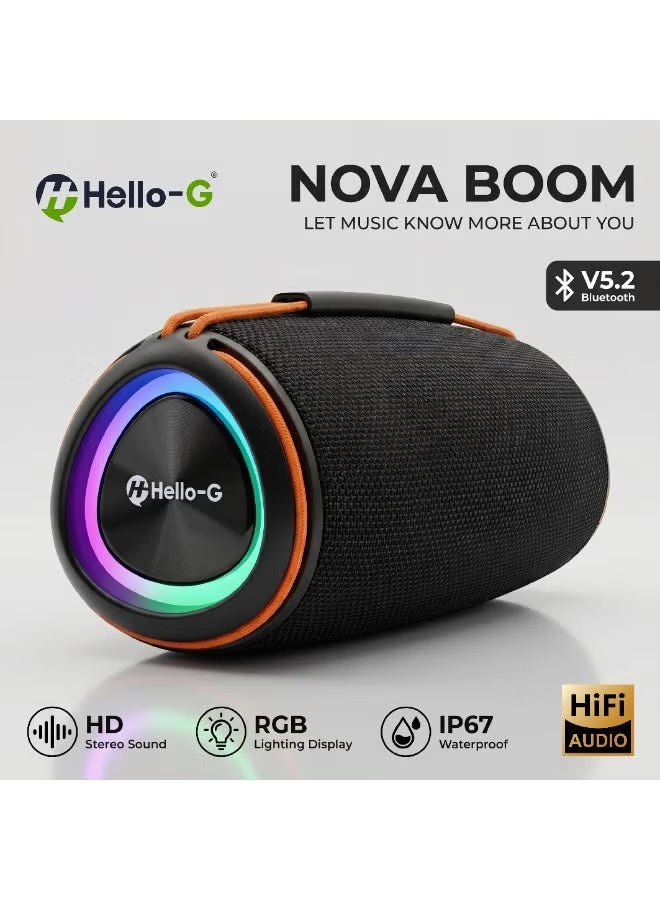 Compare HelloG Nova Boom 30W Portable Bluetooth Speaker, Wireless Outdoor Speaker with Deep Bass, IP67 Waterproof, RGB Lights, 10H Playtime. BLACK at KSA Price