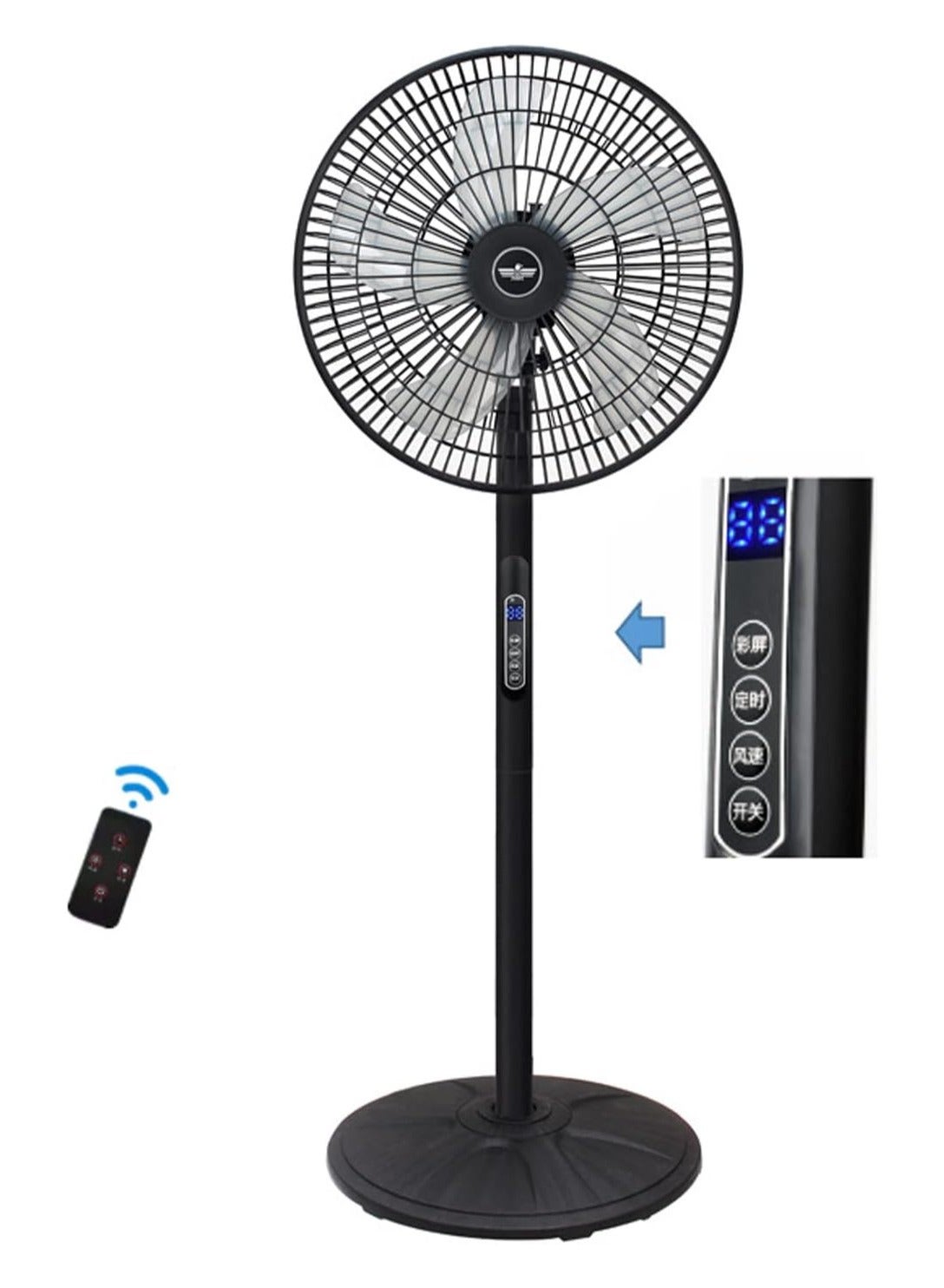 Compare Pedestal Fan with Remote Control,5Blade Oscillating Standing Fan  Adjustable Height,Ultra Quiet,8 Speed,3 Winds Mode,9 Hour Timer,LED Display,90° Pivoting Head Air Circulator Fan Black at KSA Price
