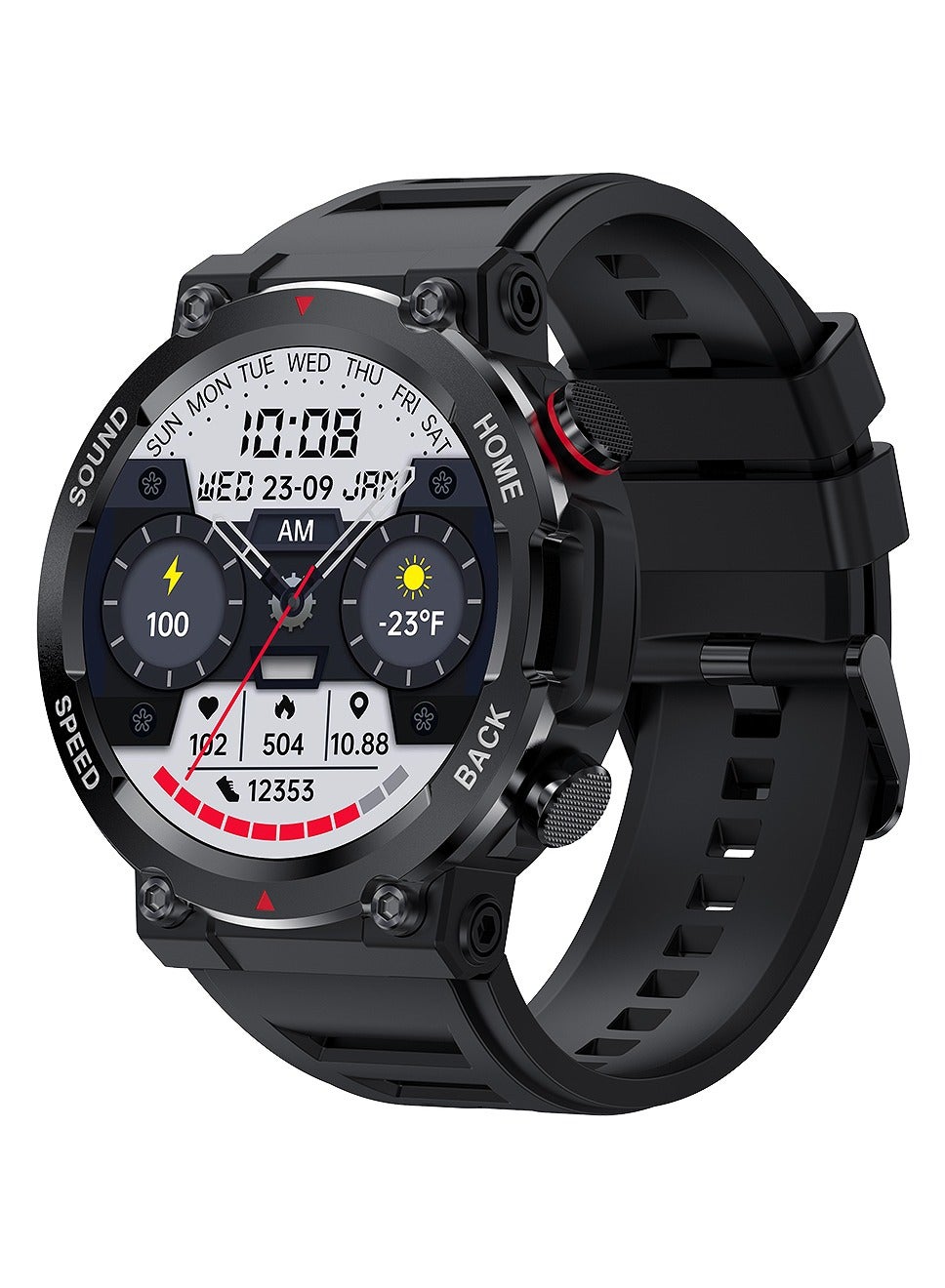 Compare Mens Military Smart Watch, I is Rugged and Durable, Supports Bluetooth Calls, 1.39Inch Fitness Watch Tracker, i96 Black. at KSA Price