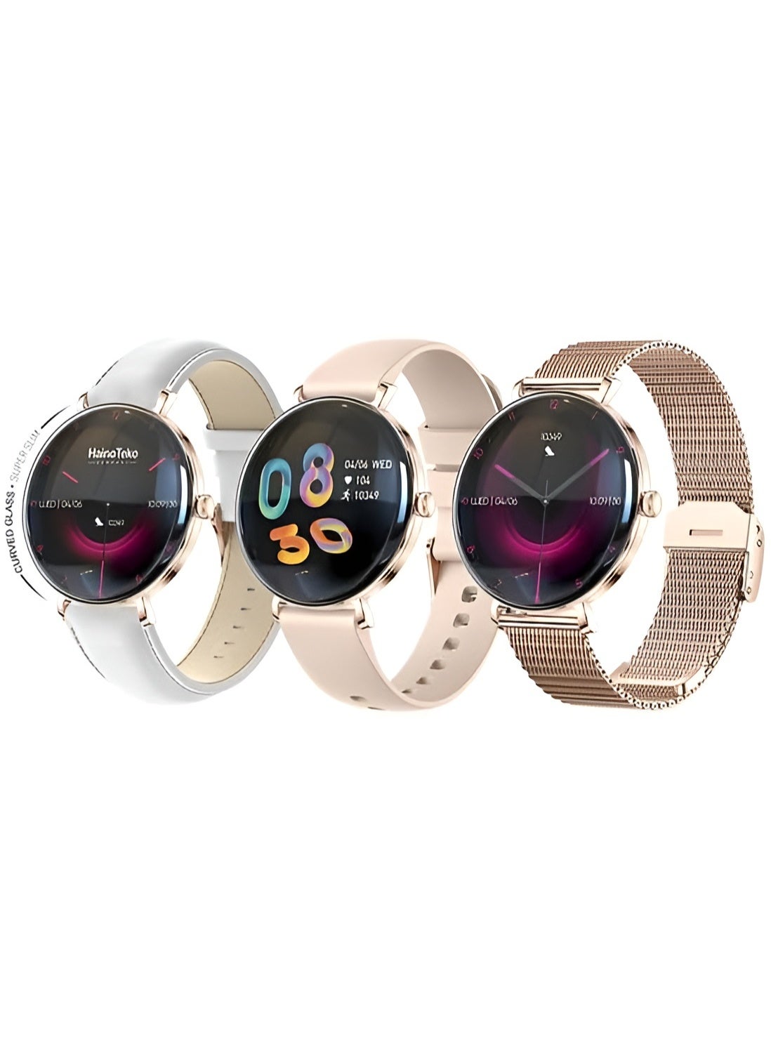 Compare Haino Teko Germany HainoTeko18 Waterproof Smartwatch with Round AMOLED Display, Bluetooth Calling, and 3 Interchangeable Straps – Gold Edition at KSA Price