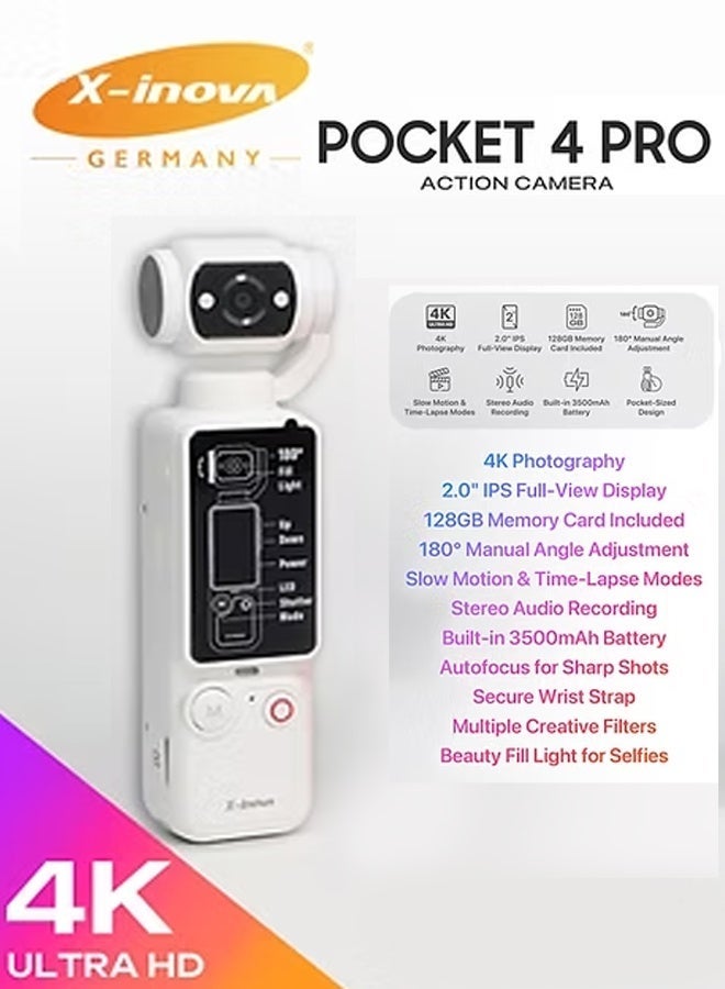 X-Inova Pocket 4 PRO 4K Ultra HD Action…