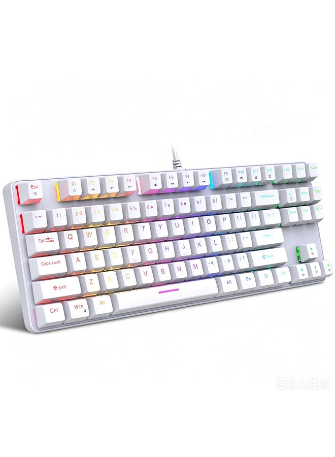 Compare Gaming Keyboard with RGB Lighting, Mechanical Keyboard,87Key Compact DesignWhite at KSA Price