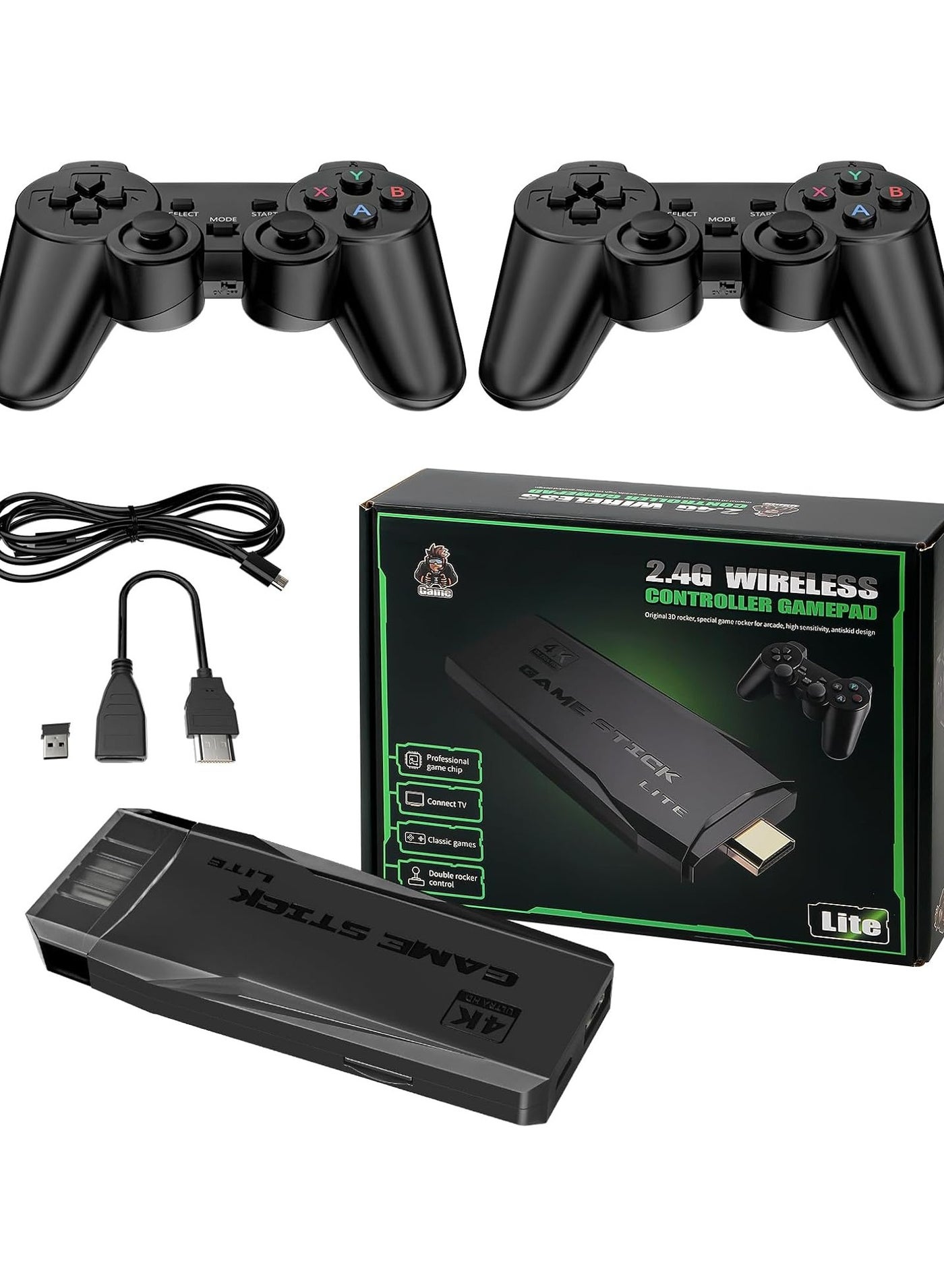 Compare Game Console 4K HD – 64GB Retro TV Game Stick with 2.4G Dual Wireless Controllers | 10,000+ Builtin Classic Games | Plug & Play HDMI Console at KSA Price