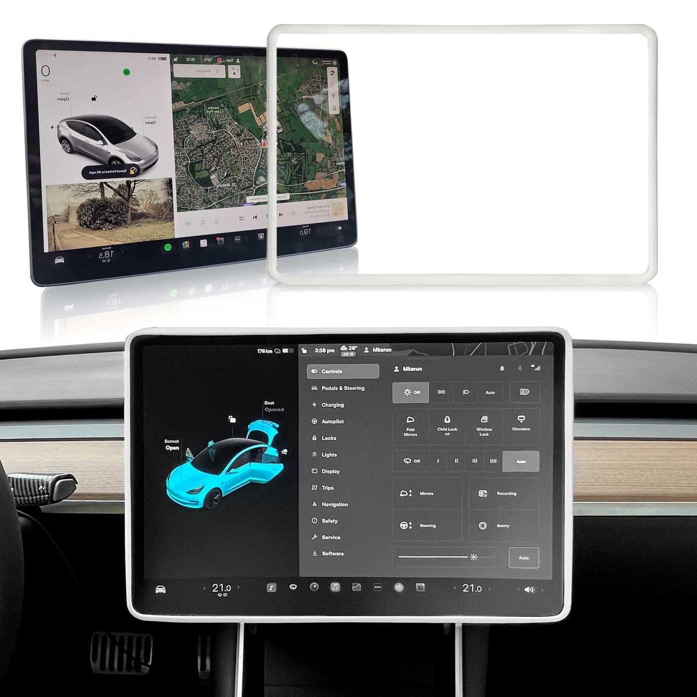 ONKENTET Screen Protector Frame Compatible with Tesla…