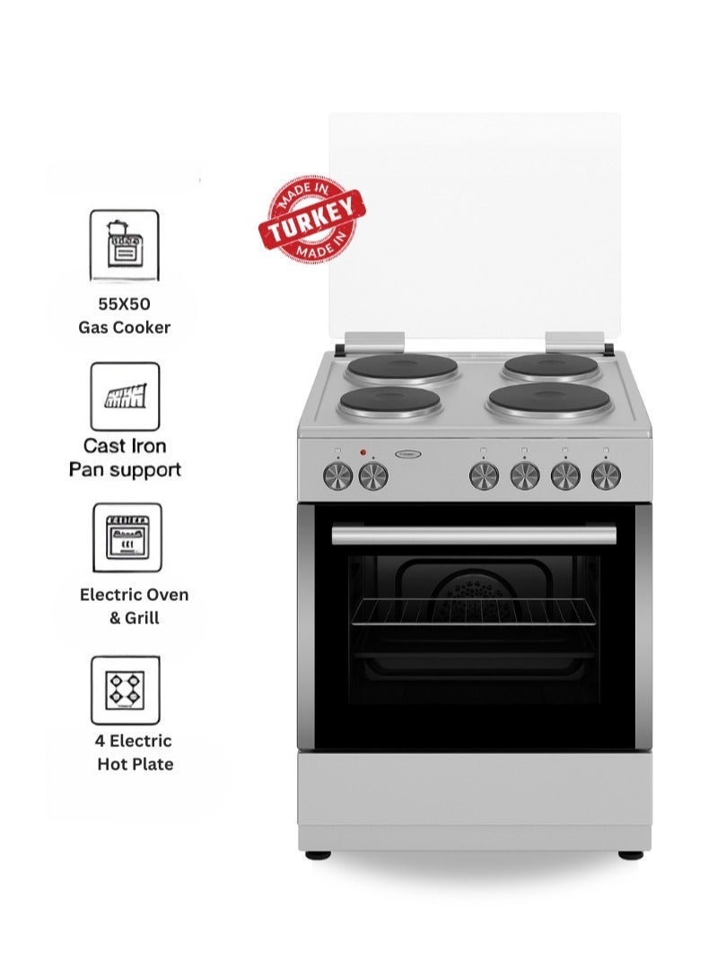 55x50 cm Stainless Steel Cooking Range | 4 Electric…