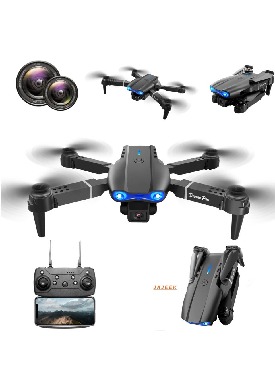 Compare E99 Pro Professional EntryLevel Drone – Dual Camera FPV WiFi, High Altitude Hovering, Outdoor Party Overhead Shots, BeginnerFriendly Gift, Black at KSA Price
