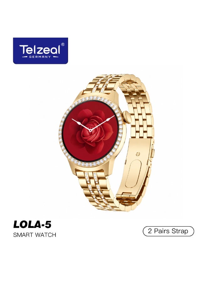 Compare Telzeal Germany LOLA 5 Smart Watch With Bracelet 2 Pairs Straps and Wireless Charging Designed For Ladies and Girls Gold at KSA Price