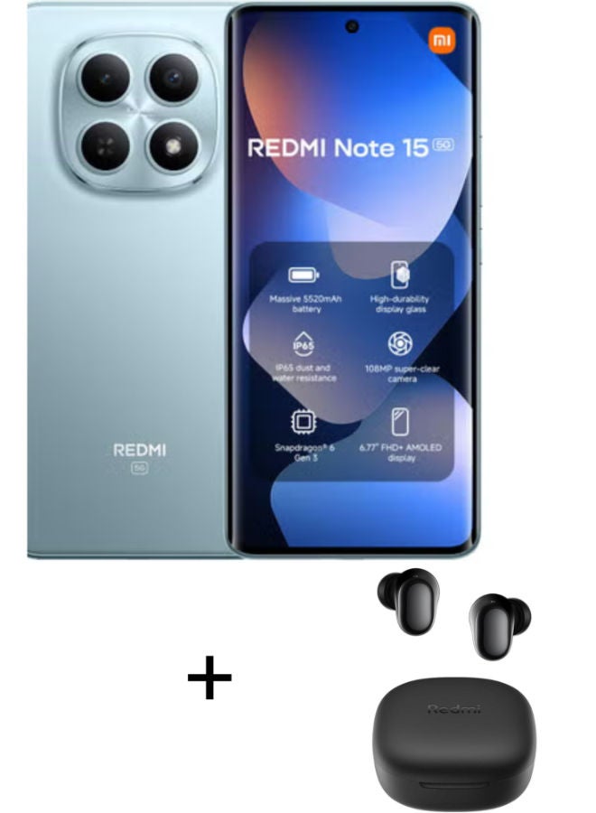 Compare Redmi Note 15 Dual SIM Blue 6GB RAM 128GB 4G With Free Buds 6 Play Color of gift may vary at KSA Price