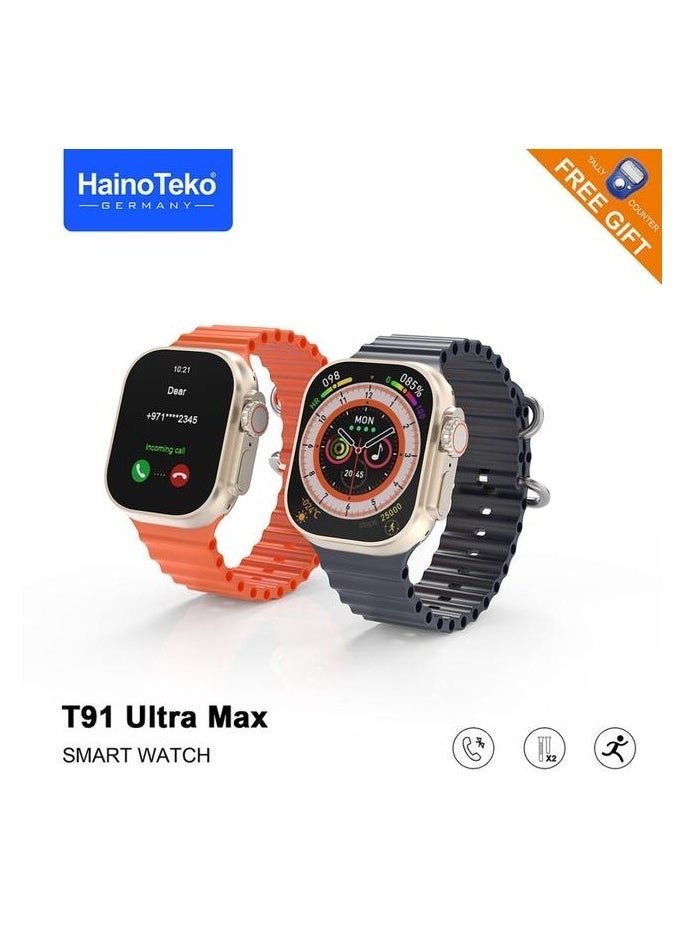 Compare T91 Ultra Max Compass Two Strap Waterproof Smart Watch – Biggest Screen, Dual Strap Design, Advanced Fitness & Health Features, Free Gift Included, Perfect for Outdoor & Everyday Use at KSA Price