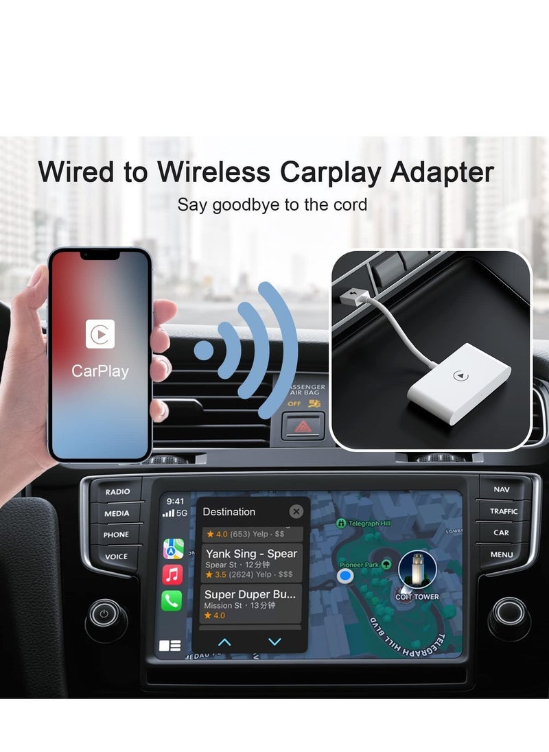 Compare Wireless CarPlay Adapter for iPhone Wireless Carplay Dongle Converts Factory Cars Wired Carplay to Wireless Carplay Bluetooth Adapter 5Ghz WiFi AutoConnect Online Update Support iOS 13+ at KSA Price